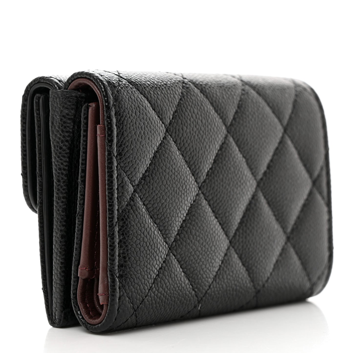 Caviar Quilted Double Flap Wallet Black