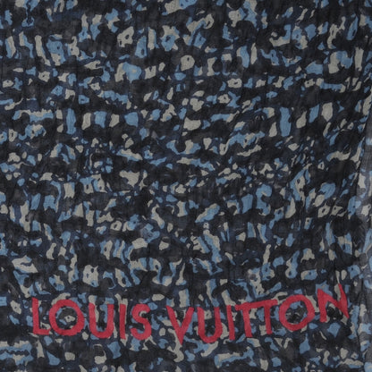 Louis Vuitton Cashmere Silk Lezard Etole Stole Blue 3 of 8