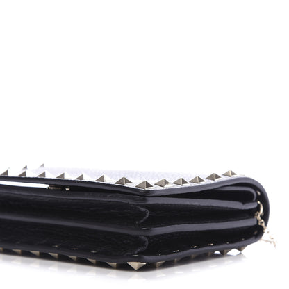 Valentino Garavani Pebbled Calfskin Rockstud Wallet on Chain Black 9 of 10