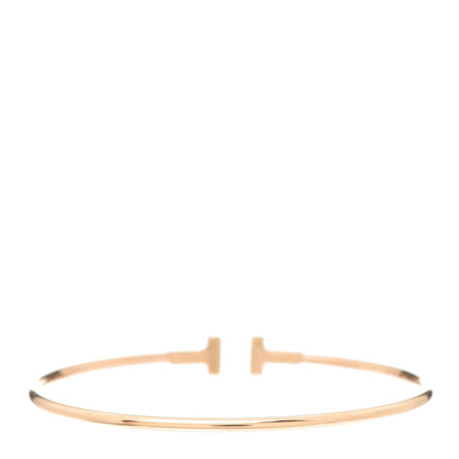 Tiffany 18K Rose Gold Narrow T Wire Bracelet 3 of 5