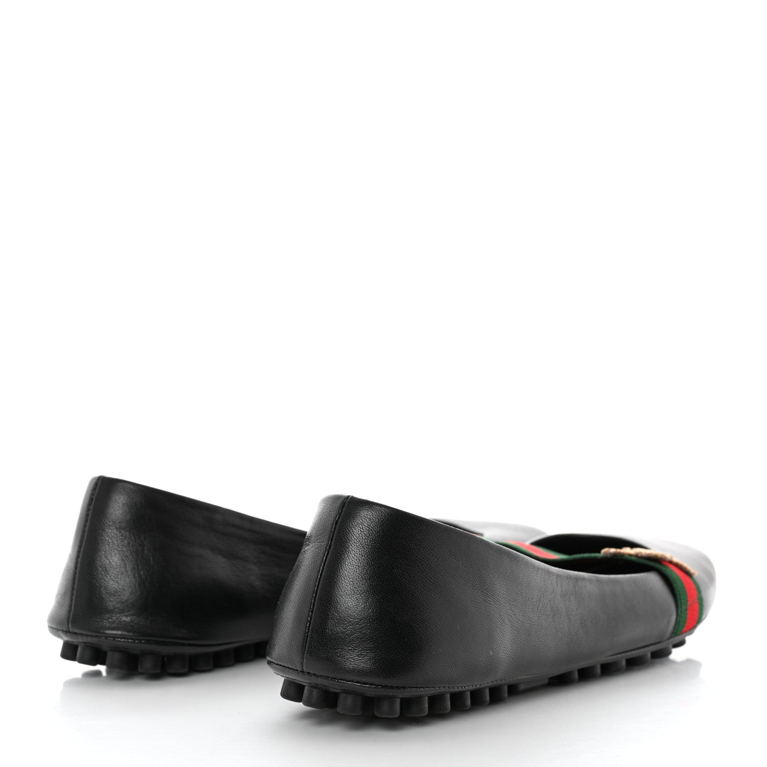 Gucci Calfskin Bayadere Bee Ballerina Flats 39.5 Black 4 of 10