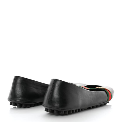 Gucci Calfskin Bayadere Bee Ballerina Flats 39.5 Black 4 of 10