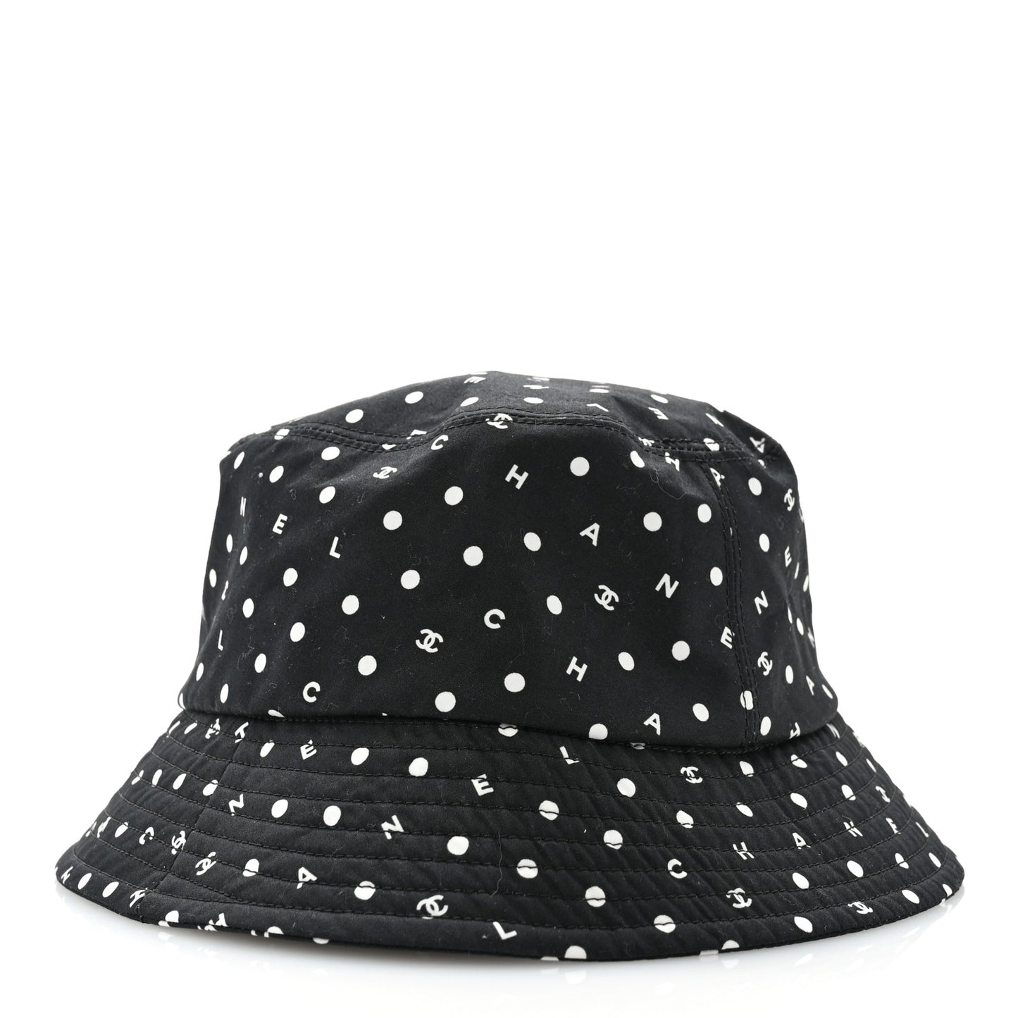 Cotton CC Polka Dot Bucket Hat L Black