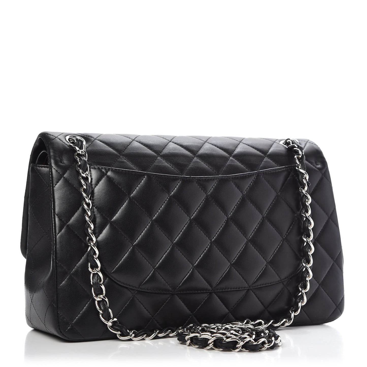 Lambskin Quilted Jumbo Double Flap Black
