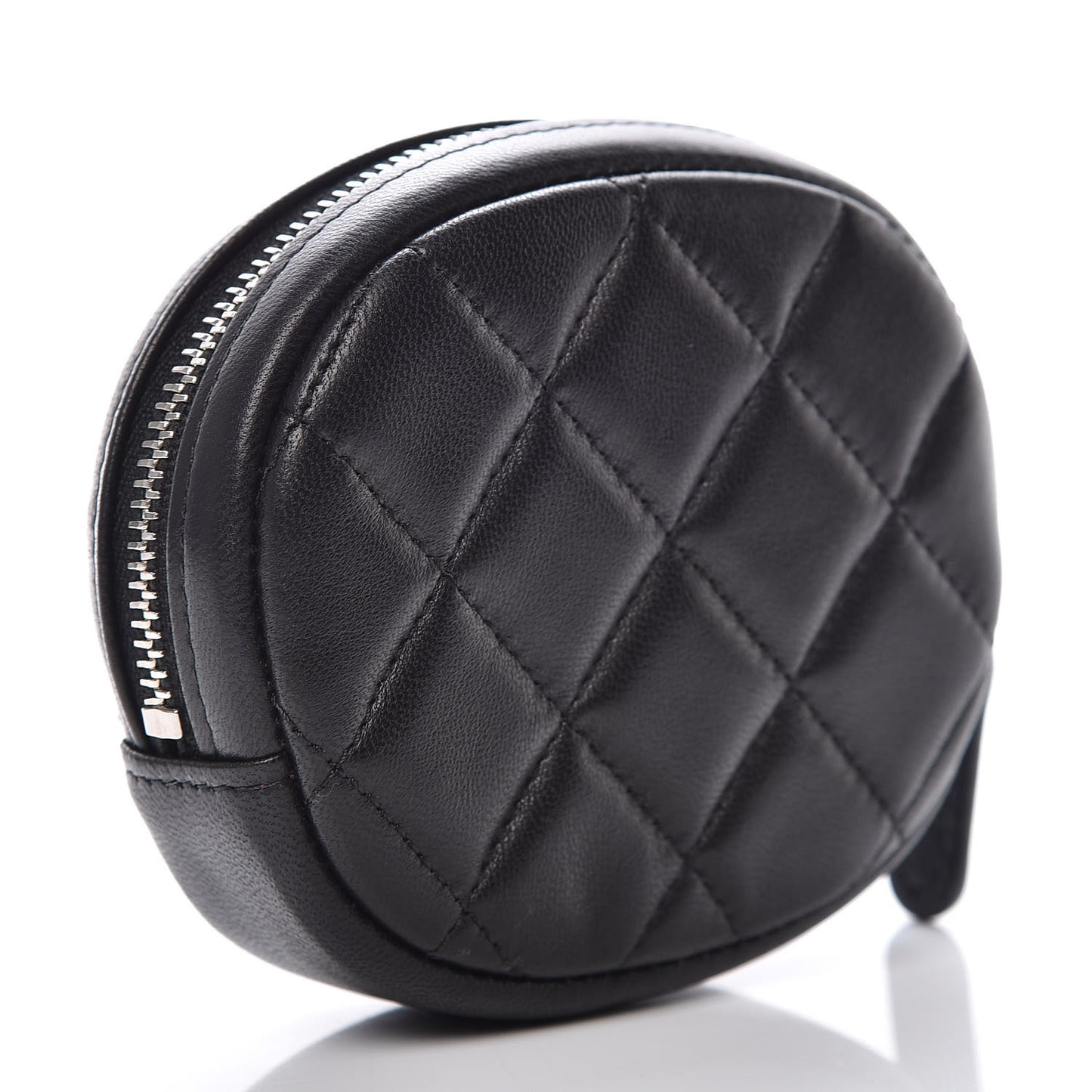 Lambskin Quilted Zip Around Classic Coin Purse Black
