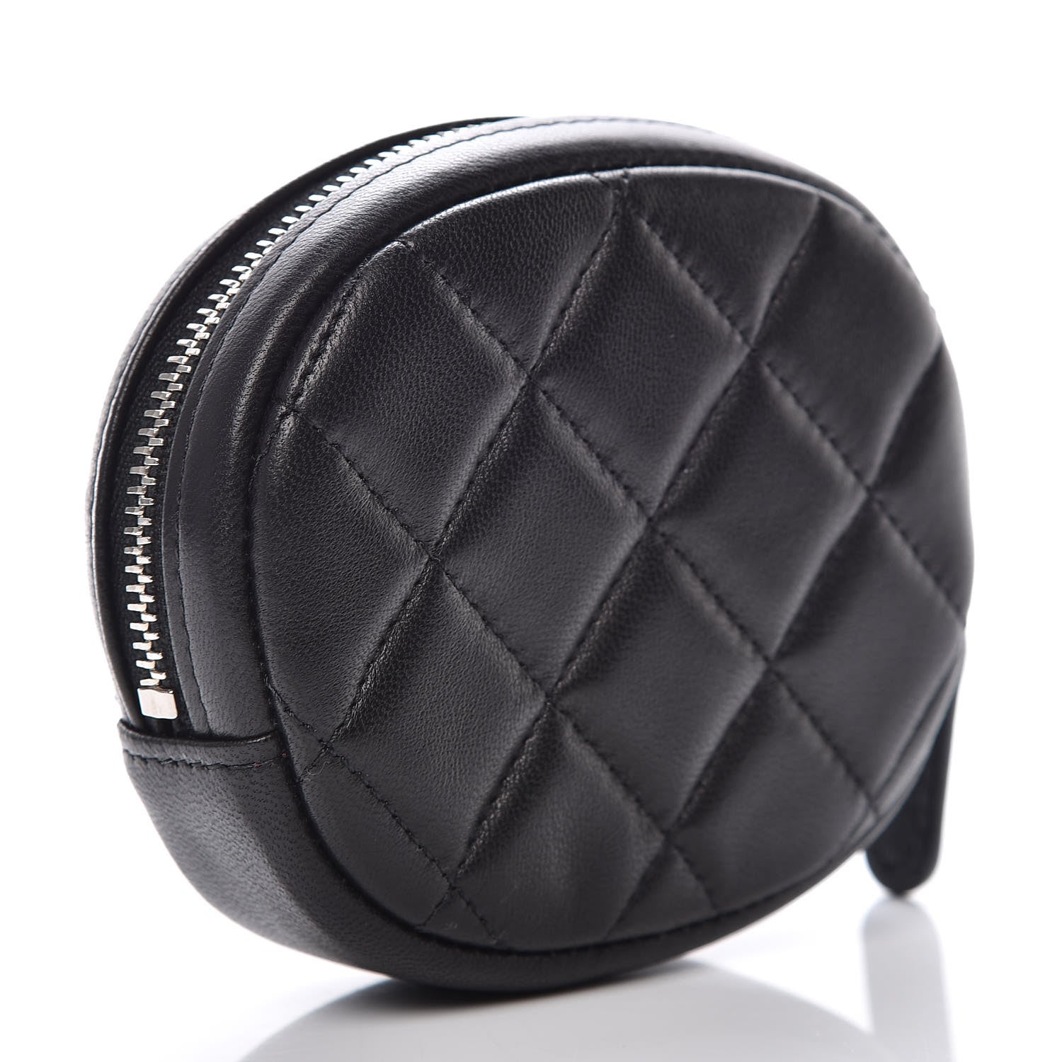 Chanel Lambskin Quilted Zip Around Classic Coin Purse Black 3 of 8