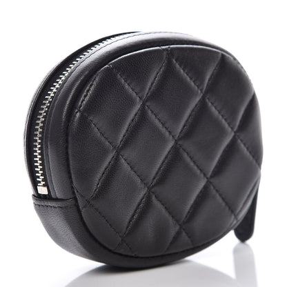 Chanel Lambskin Quilted Zip Around Classic Coin Purse Black 3 of 8