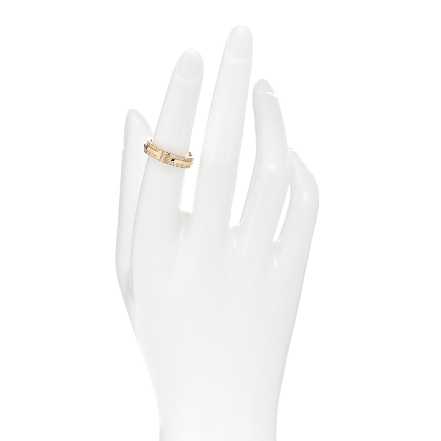 18K Yellow Gold Diamond Narrow T Two Pave Ring 50 5.5