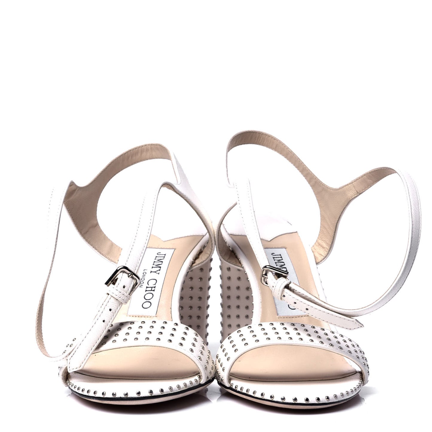 Calfskin Studded Marine 85 Sandals 37 Chalk