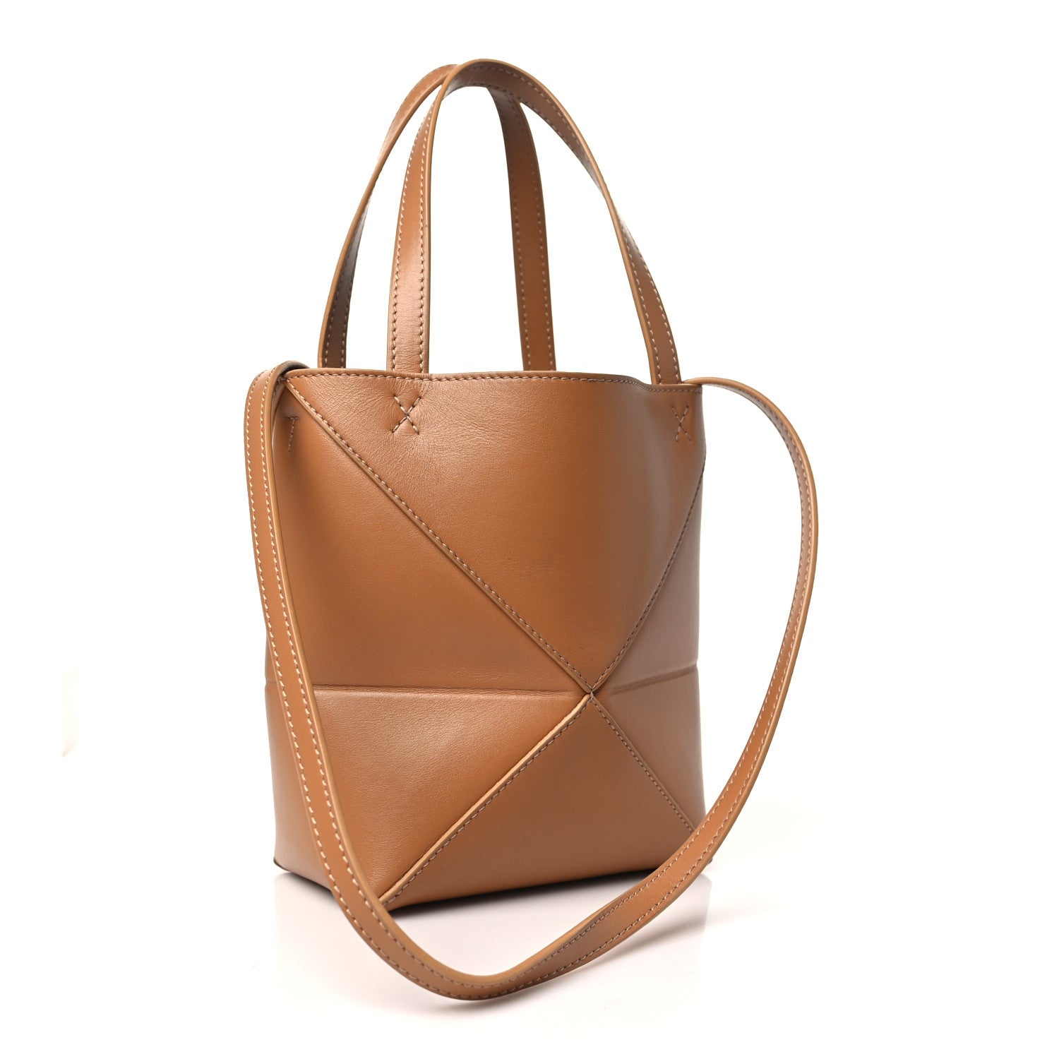 Loewe Shiny Calfskin Mini Puzzle Fold Tote Warm Desert 3 of 11