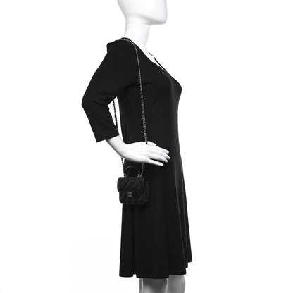 Chanel Lambskin Quilted Top Handle Flap Clutch With Chain Black 2 of 11