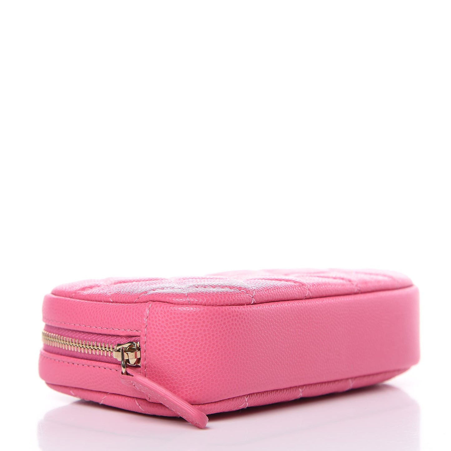 Caviar Quilted Small Curvy Pouch Cosmetic Case Pink