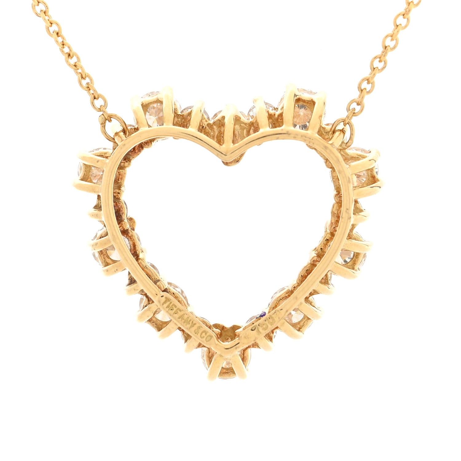 Tiffany 18K Yellow Gold Diamond Heart Pendant Necklace 4 of 5