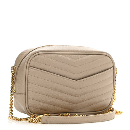 Saint Laurent Grain De Poudre Matelasse Monogram Mini Lou Camera Bag Dark Beige 3 of 11