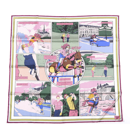 Hermes Silk Carre Wow Double Face Scarf 90 Rose Vert Rose Framboise 1 of 7