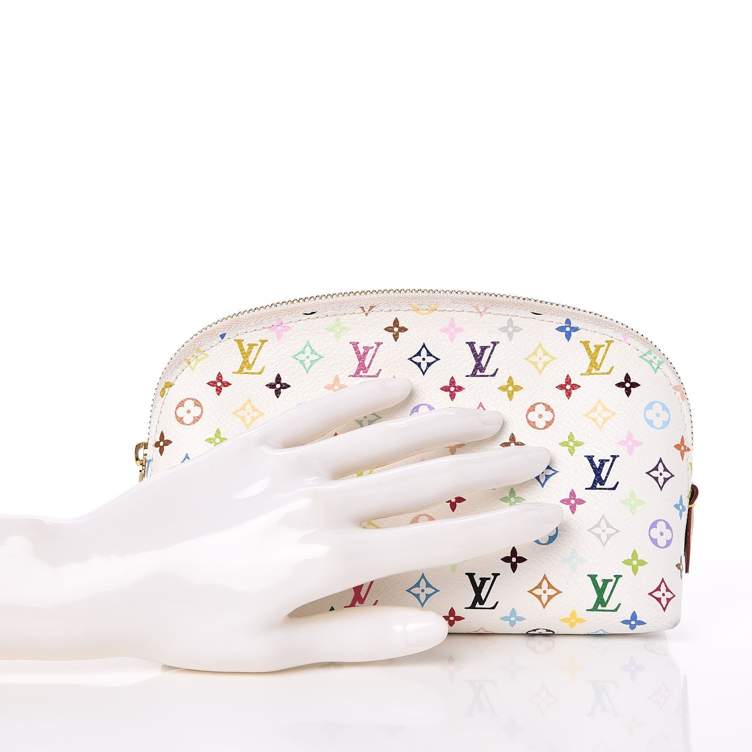 Louis Vuitton Monogram Multicolor Cosmetic Pouch White Litchi 2 of 7