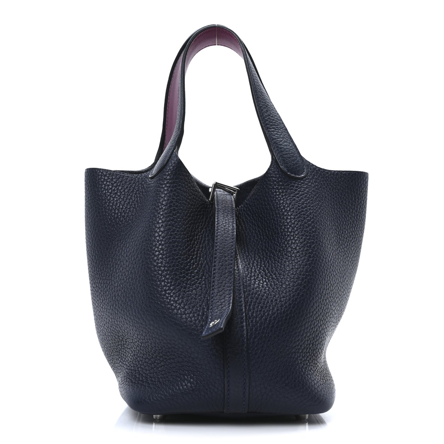 Taurillon Clemence Swift Eclat Picotin Lock 18 PM  Bleu Nuit Rose Pourpre