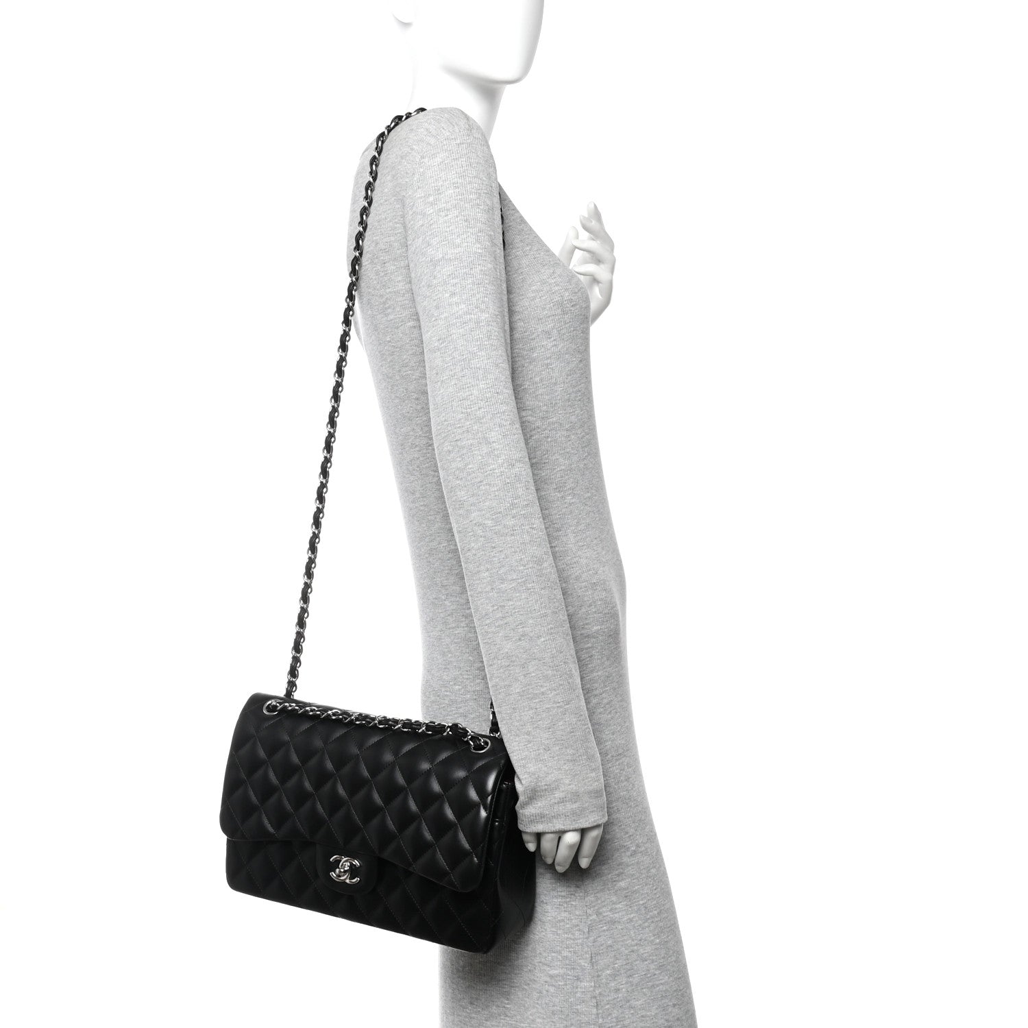 Chanel Lambskin Quilted Jumbo Double Flap Black 2 of 12