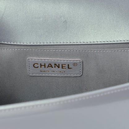 Chanel Iridescent Patent Calfskin Quilted Medium Boy Flap Light Blue 6 of 14