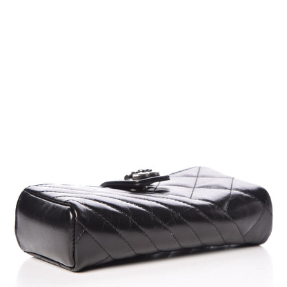 Chanel Glazed Calfskin Quilted Mini Phone Holder Clutch Black 4 of 9