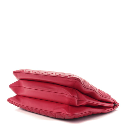 Chanel Lambskin Quilted Accordion Shopping Tote Dark Pink 9 of 11