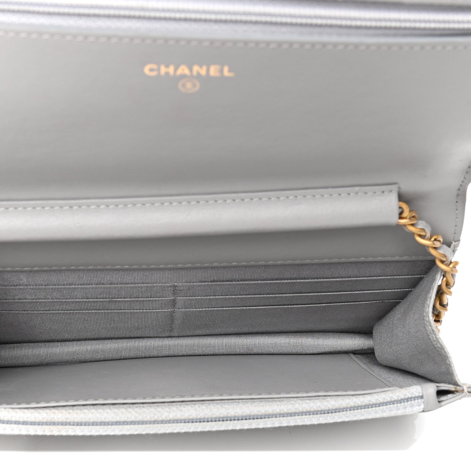 Chanel Caviar Quilted Boy Wallet On Chain WOC Grey 4 of 5