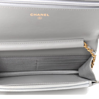 Chanel Caviar Quilted Boy Wallet On Chain WOC Grey 4 of 5
