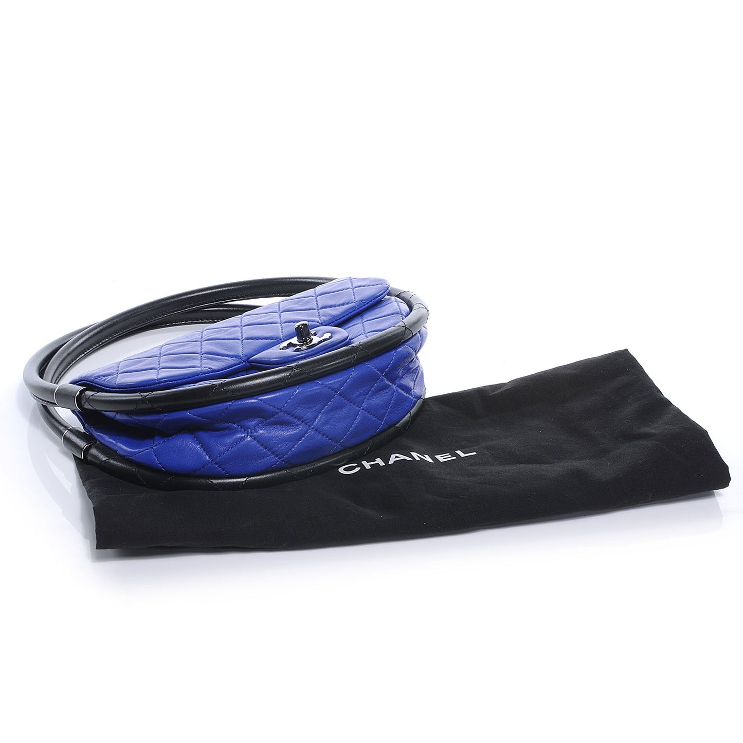 Quilted Lambskin Small Hula Hoop Flap Blue