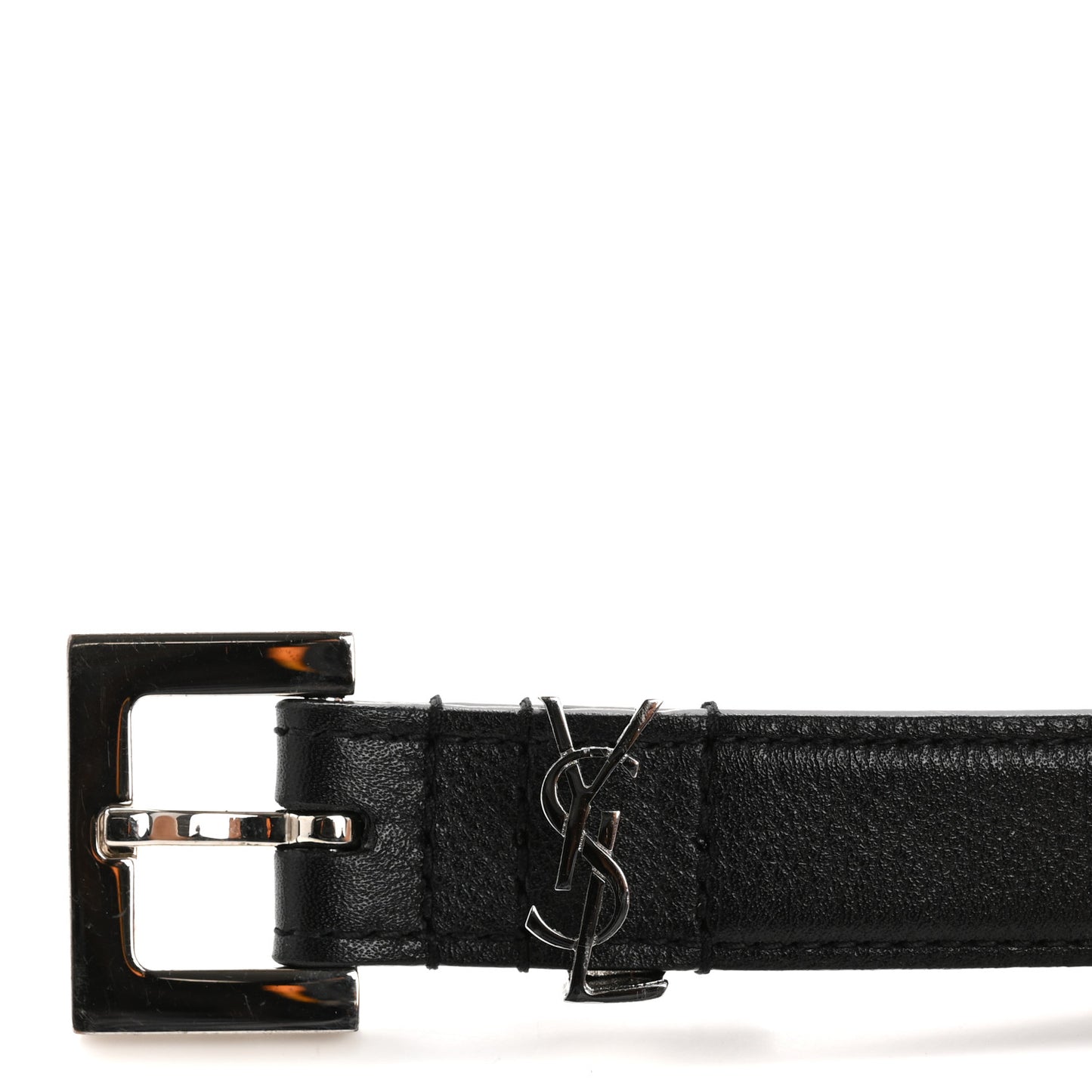 Calfskin Monogram Narrow Square Buckle Belt 75 30 Black