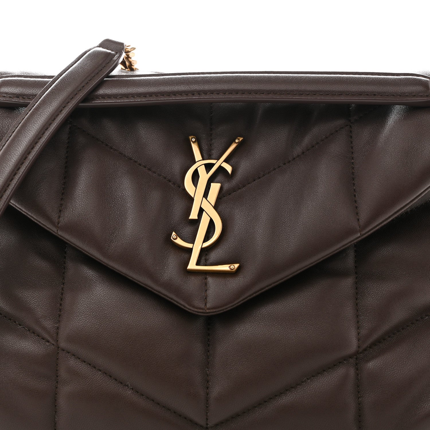 Saint Laurent Lambskin Quilted Small Loulou Puffer Monogram Chain Satchel Dark Ganache 8 of 14
