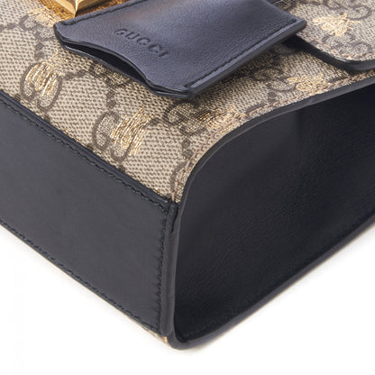 Gucci GG Supreme Monogram Bees Small Padlock Shoulder Bag Black 5 of 10
