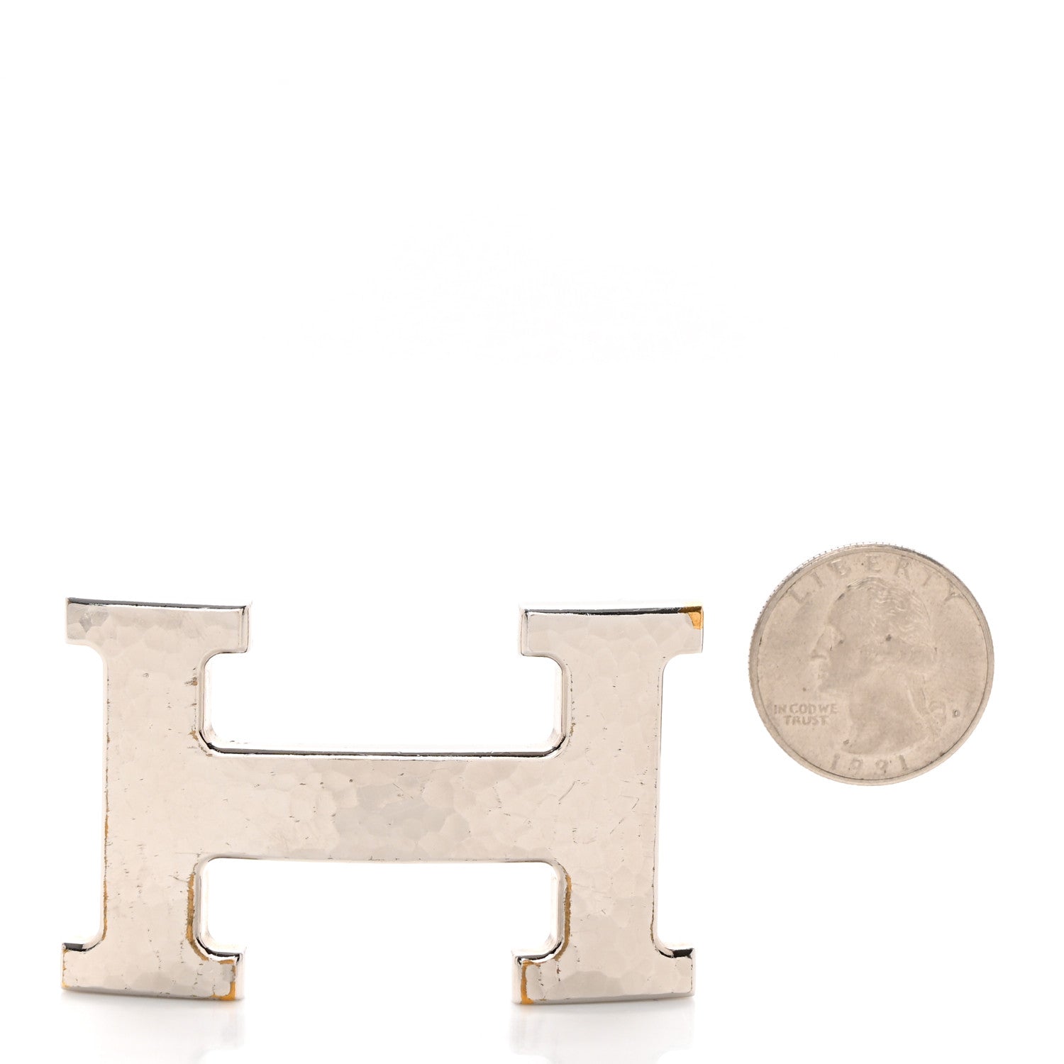 Hermes Palladium Martelee 32mm H Belt Buckle Silver 2 of 7