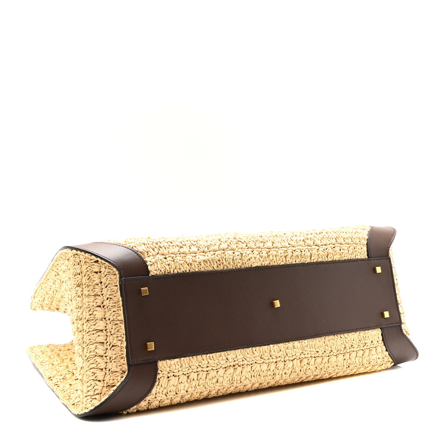 Raffia Calfskin Vlogo Tote Naturale Fondant