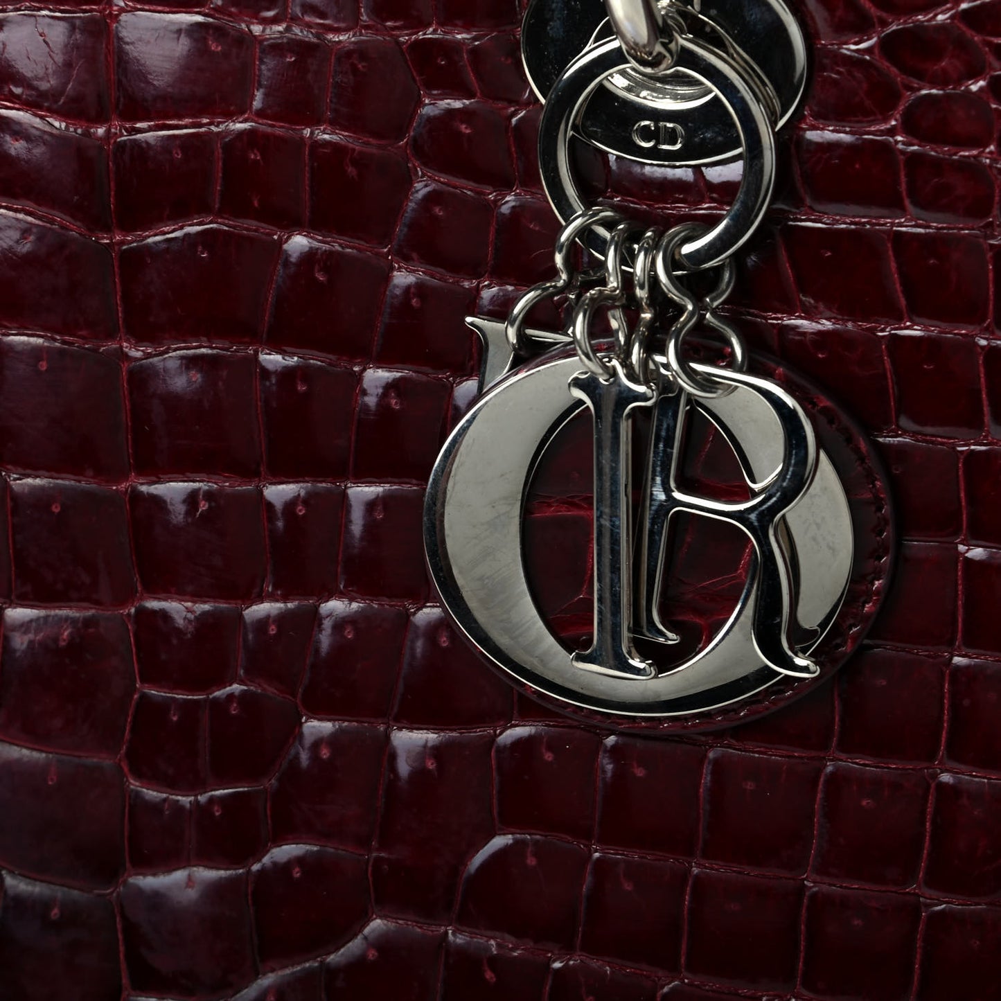 Crocodile Large Lady Dior Dark Red