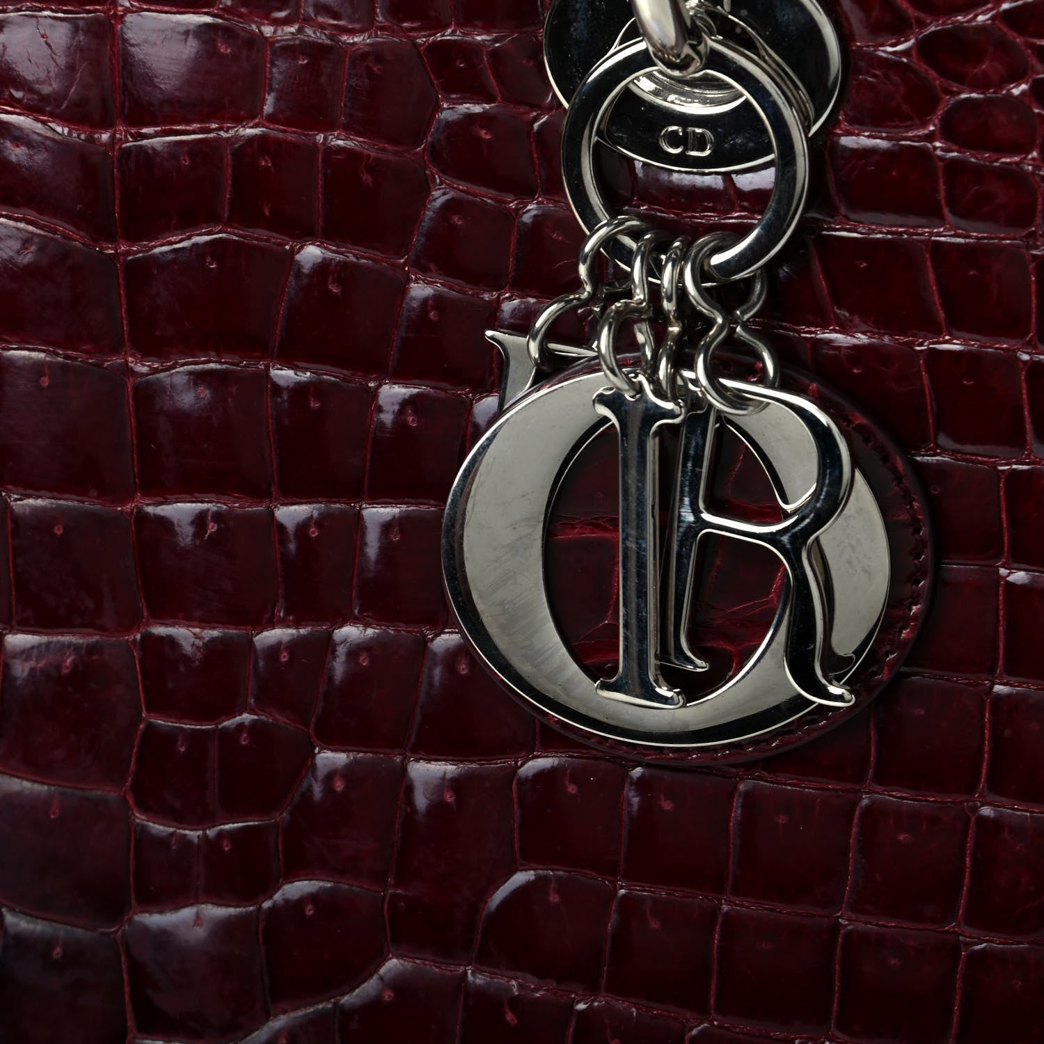 Christian Dior Crocodile Large Lady Dior Dark Red 5 of 7