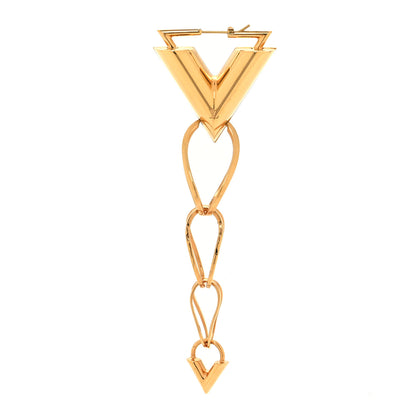 Louis Vuitton V Single Chain Drop Earring Gold 1 of 5