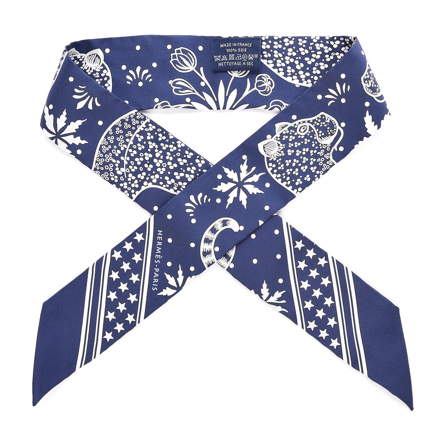 Silk Les Leopards Twilly Marine White