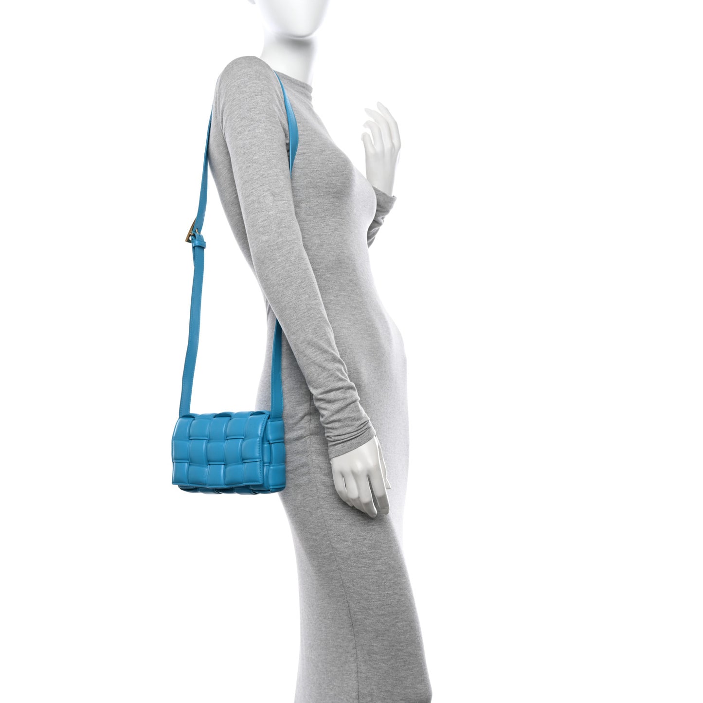 Nappa Maxi Intreccio Small Padded Cassette Crossbody Bag Pool