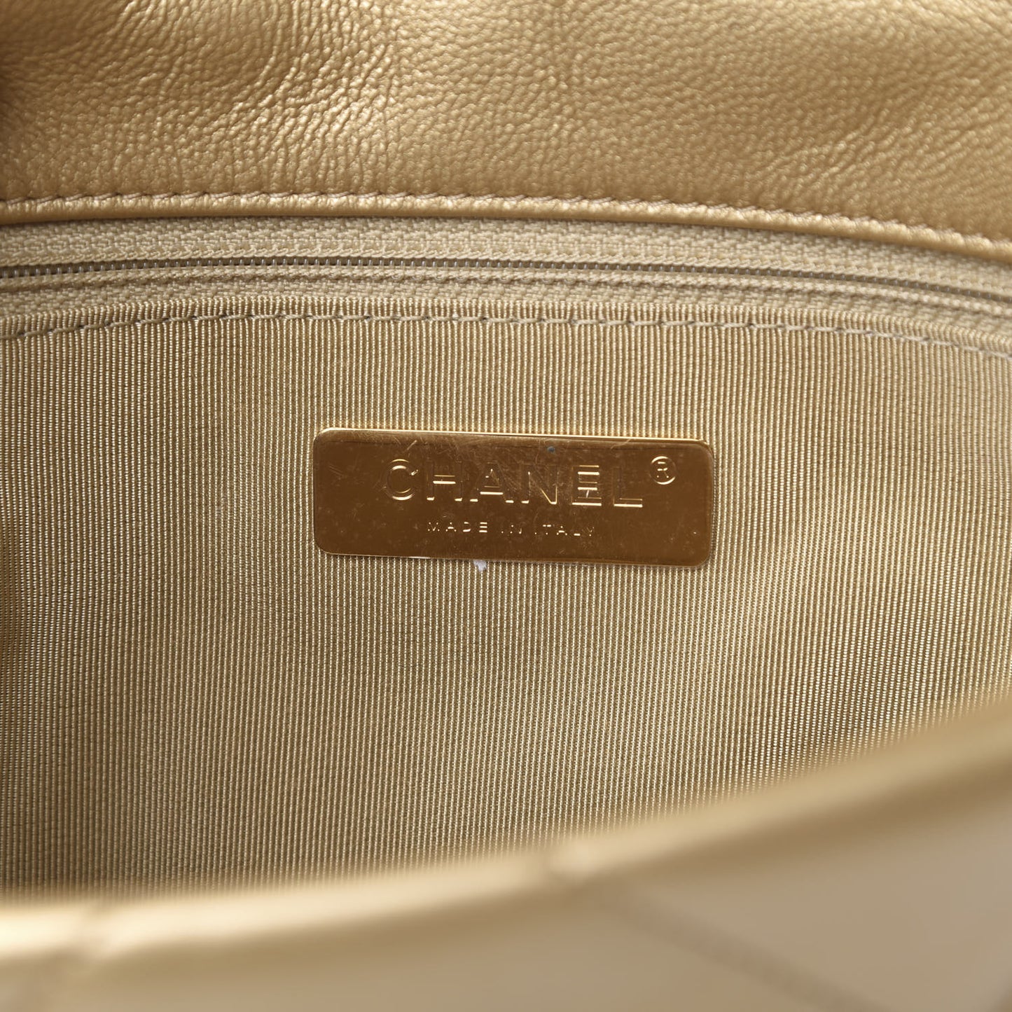 Metallic Goatskin Quilted Medium 19 Flap Gold