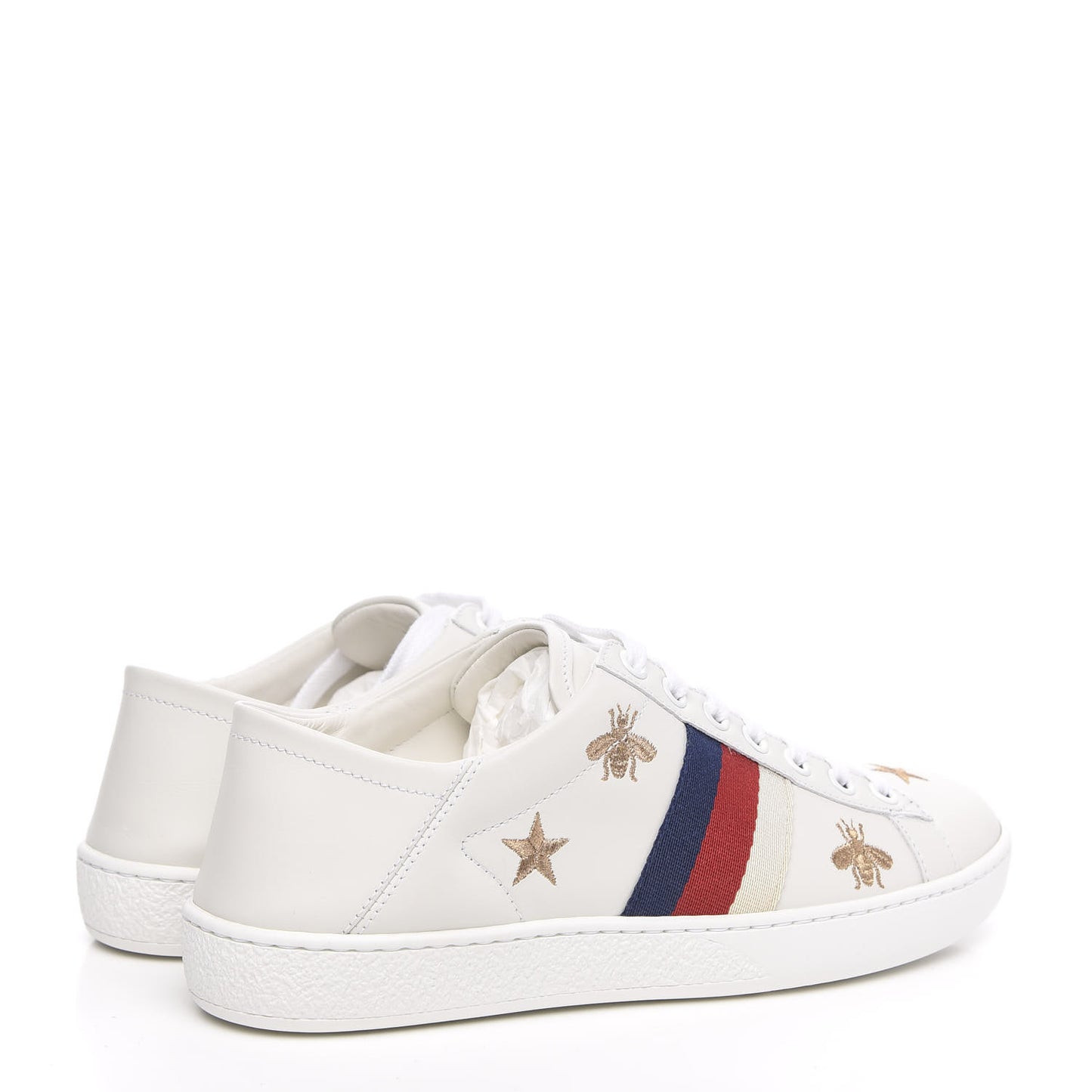 Calfskin Bee Star Embroidered Sylvie Web Ace Sneakers 35.5 White