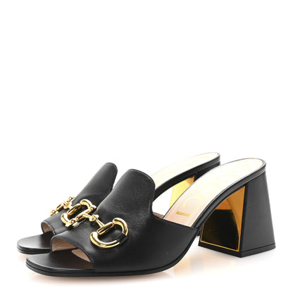 Gucci Nappa Horsebit 75mm Slide Sandals 40.5 Black 4 of 10