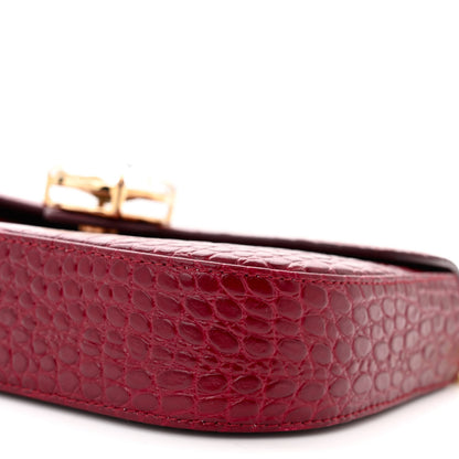 Miu Miu Calfskin Crystal Crocodile Embossed Saint Cocco Wallet On Chain Rubino 9 of 10