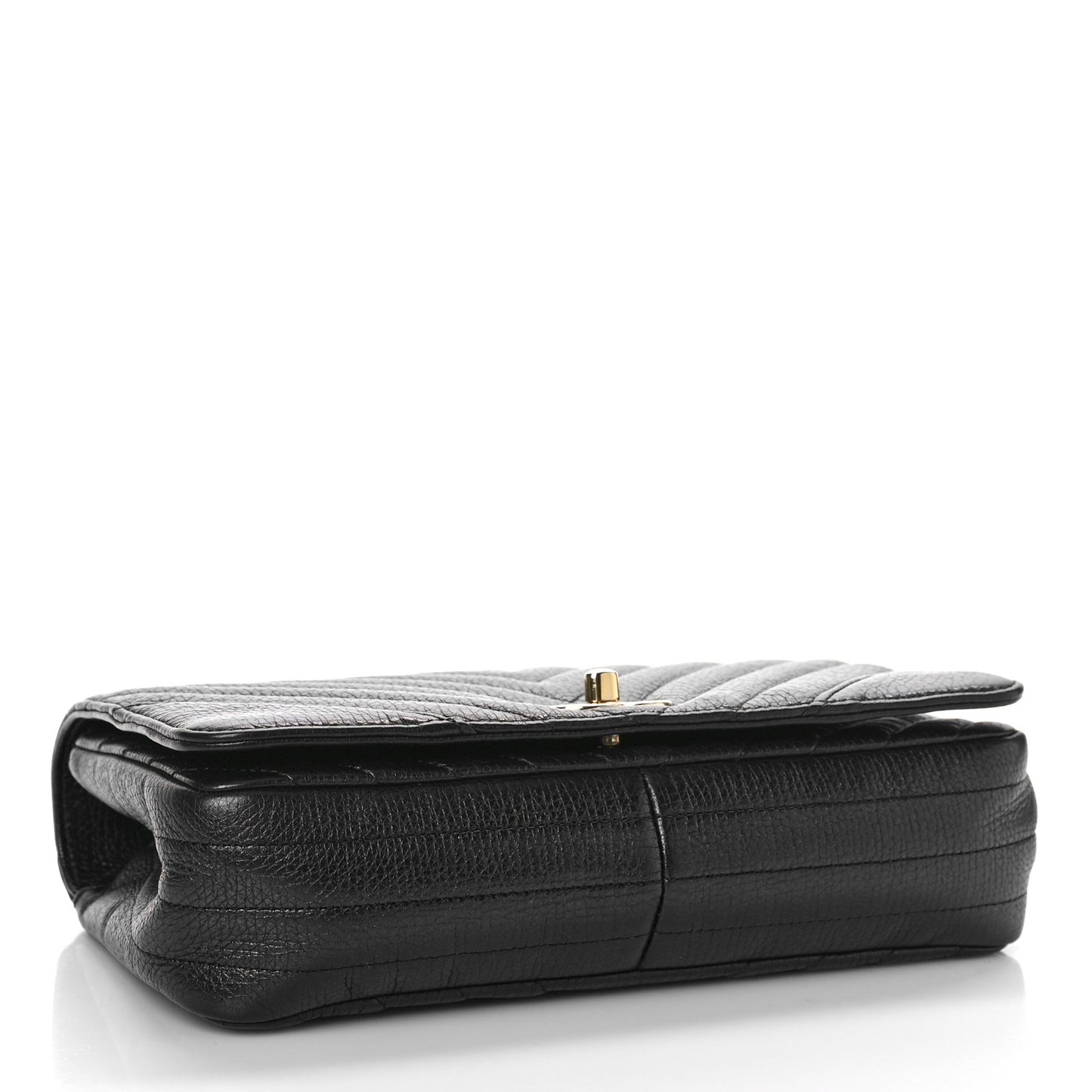 Chevron Quilted Medium Statement Flap Black