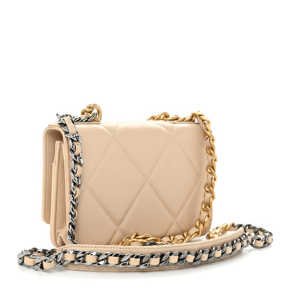 Chanel Goatskin Quilted Chanel 19 Wallet On Chain WOC Beige 3 of 12