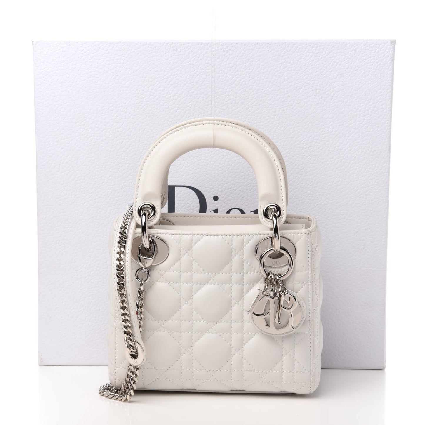 Lambskin Cannage Mini Lady Dior White
