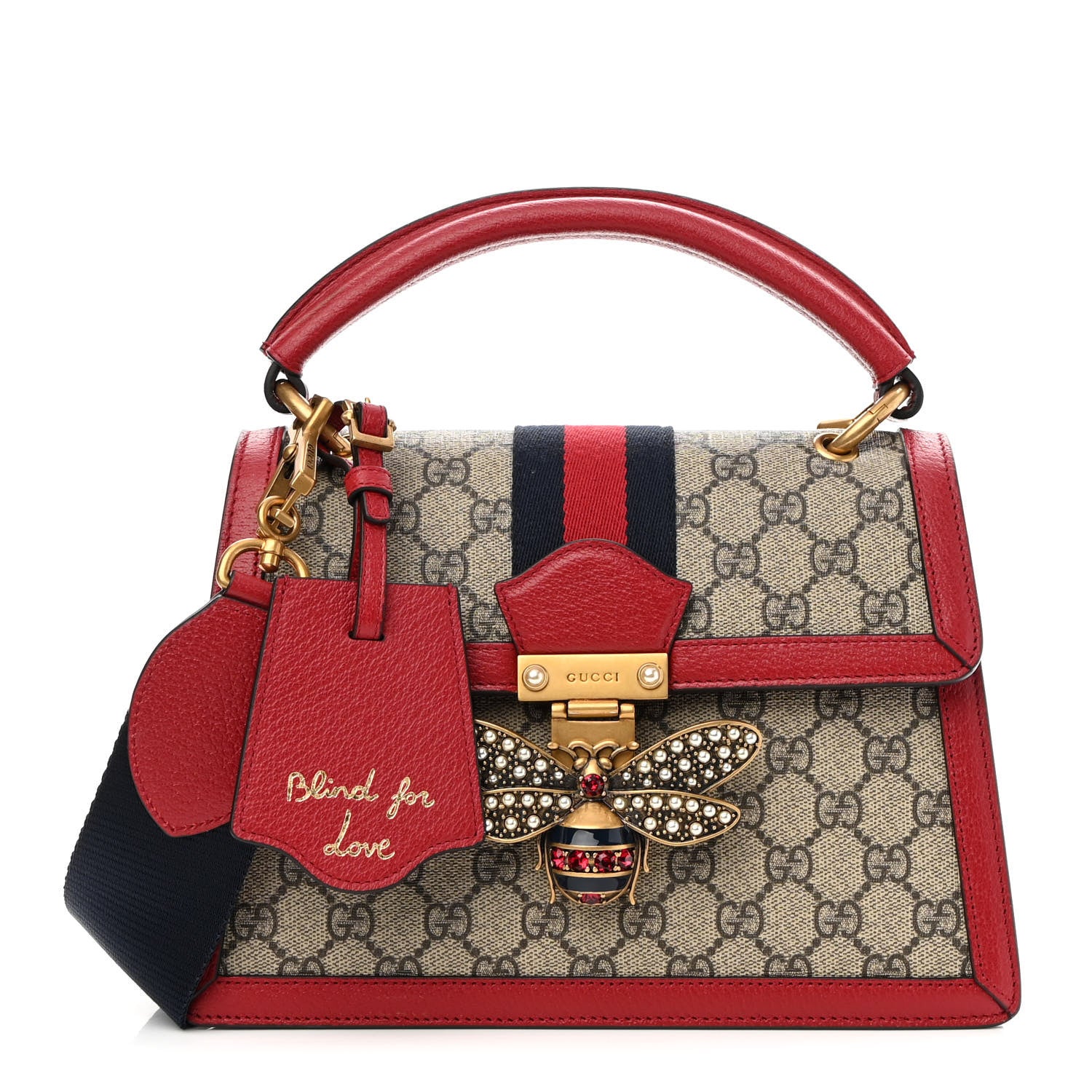 Gucci GG Supreme Monogram Small Queen Margaret Top Handle Bag Red 1 of 9