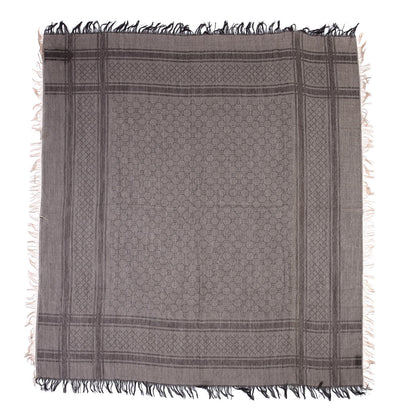 Gucci Wool Silk GG Monogram Diamante Plaid Surviee Shawl Beige Dark Brown 1 of 4