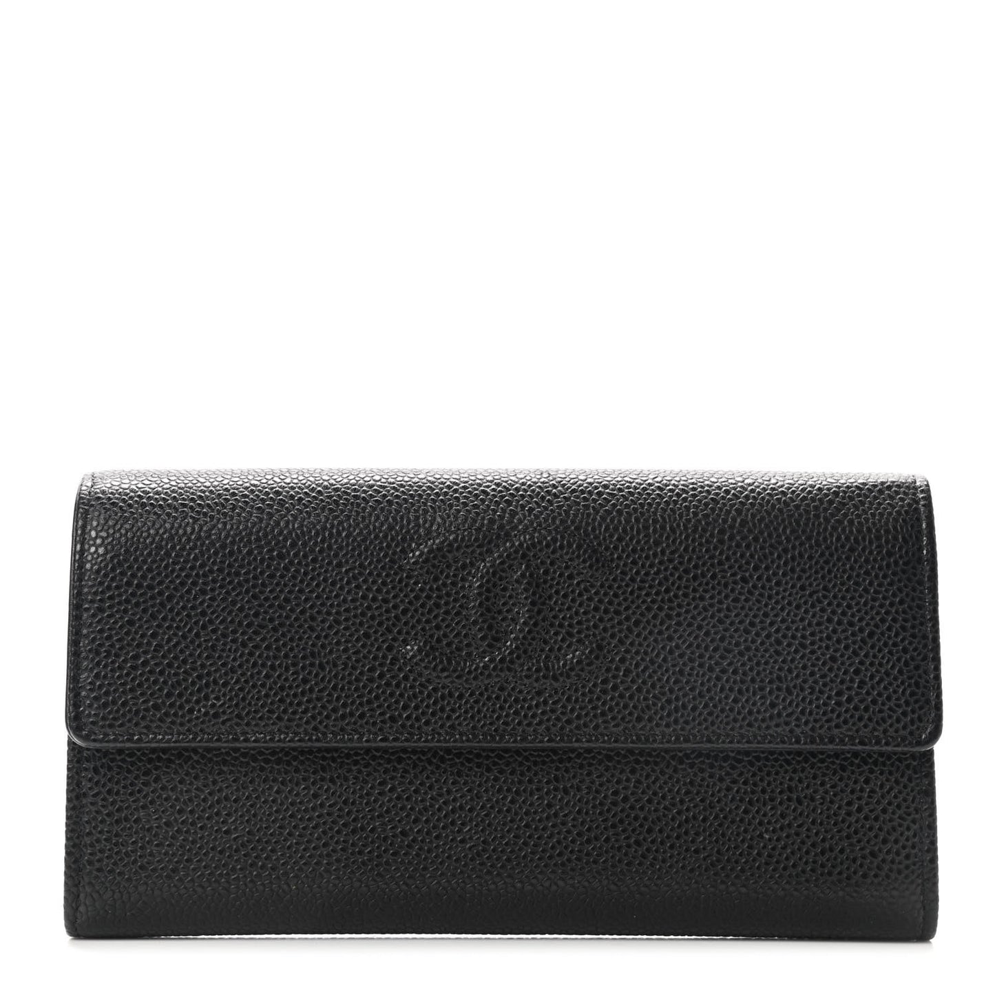 Caviar Timeless CC Large Gusset Flap Wallet Black