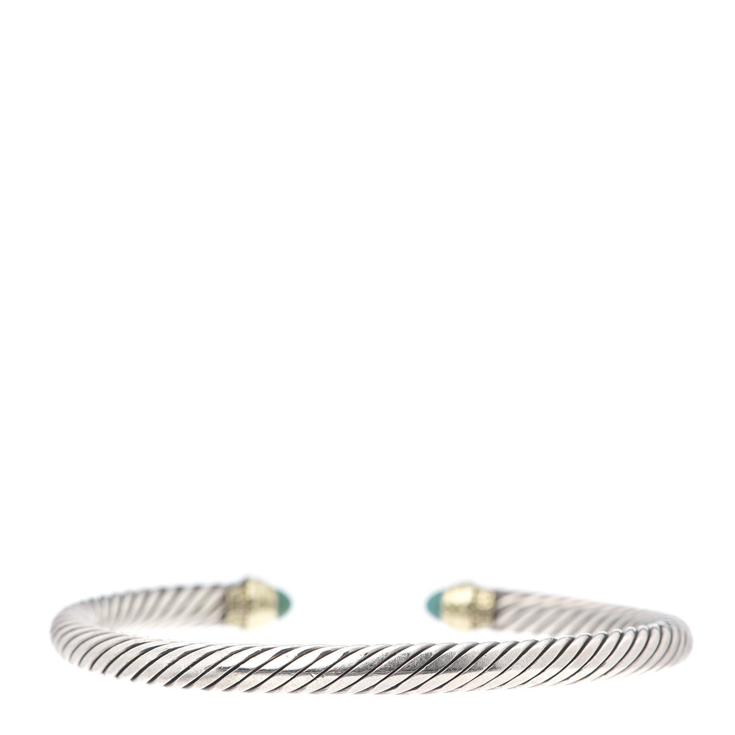 David Yurman Sterling Silver 14K Yellow Gold Turquoise 5mm Cable Classics Petite Color Bracelet 3 of 6