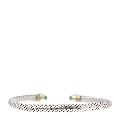 David Yurman Sterling Silver 14K Yellow Gold Turquoise 5mm Cable Classics Petite Color Bracelet 3 of 6